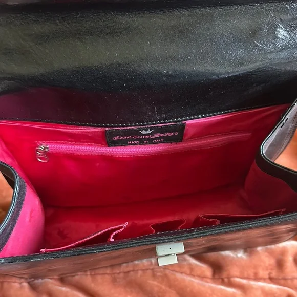 Women’s Elaine Turner Designs Black Satchel with Bamboo Handle and Lock Closure - Picture 3 of 7